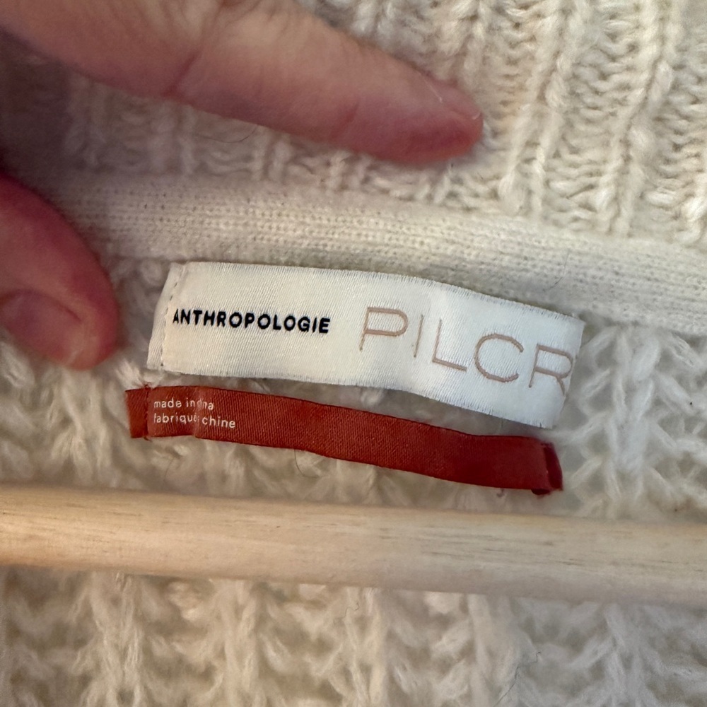 Anthropologie Pilcro wool mix Cream V-Neck oversized Sweater - Picture 3 of 9